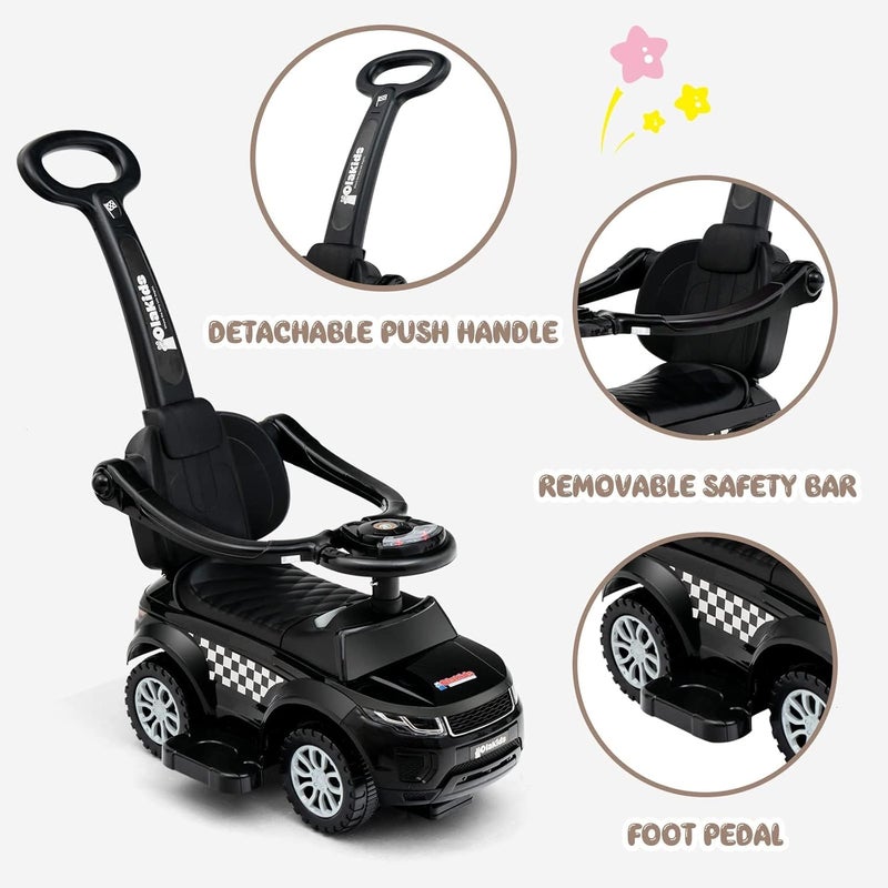 Olakids 4 in 1 Ride on Push Car, Toddlers Stroller Sliding Walking with Horn, Music, Lights, Removable Guardrails and Handle, Underneath Storage, Foot-to-Floor Walker for Boys Girls (Dark) - Image 4